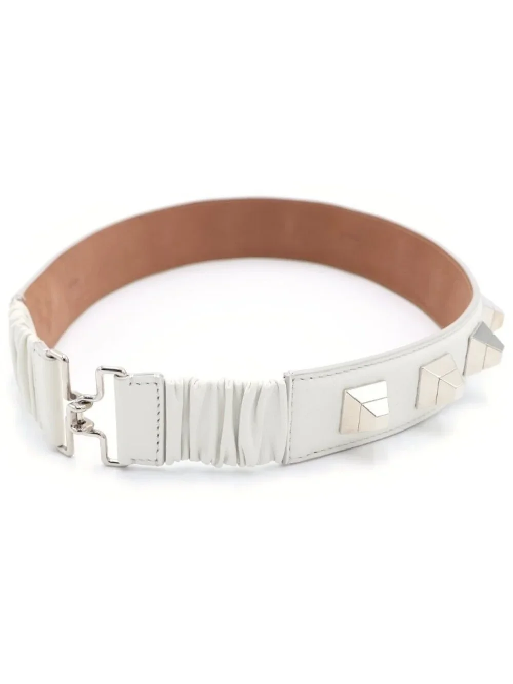Fendi Studd Belt Studded Leather White